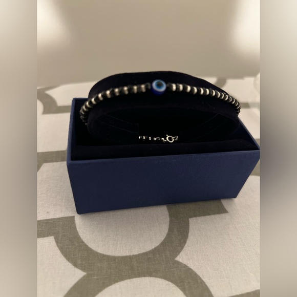 Sterling silver evil eye bracelet with black crystals NWOT - Picture 2 of 4